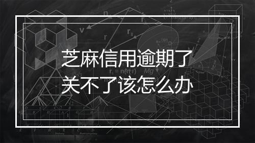 芝麻信用逾期了关不了该怎么办