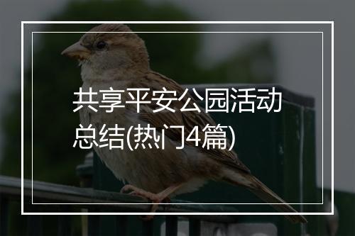 共享平安公园活动总结(热门4篇)