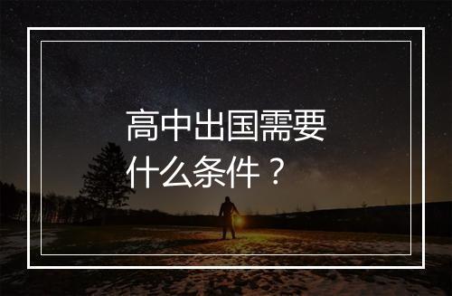 高中出国需要什么条件？