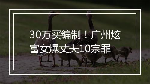 30万买编制！广州炫富女爆丈夫10宗罪