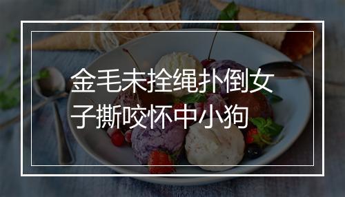 金毛未拴绳扑倒女子撕咬怀中小狗