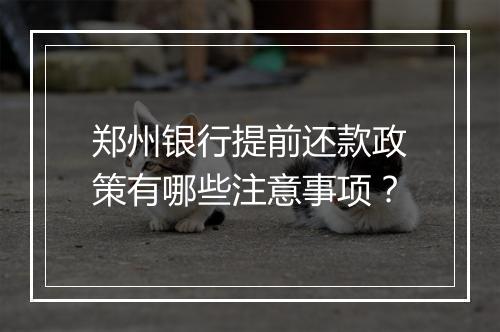 郑州银行提前还款政策有哪些注意事项？