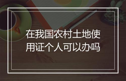 在我国农村土地使用证个人可以办吗