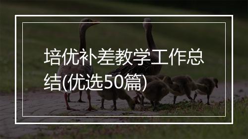 培优补差教学工作总结(优选50篇)