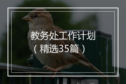 教务处工作计划（精选35篇）