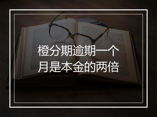 橙分期逾期一个月是本金的两倍