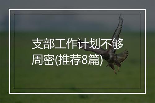 支部工作计划不够周密(推荐8篇)