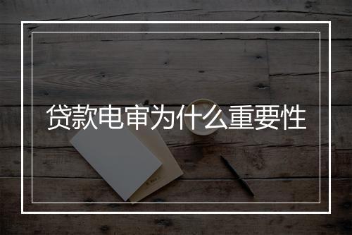 贷款电审为什么重要性