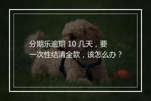 分期乐逾期 10 几天，要一次性结清全款，该怎么办？