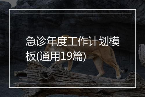 急诊年度工作计划模板(通用19篇)