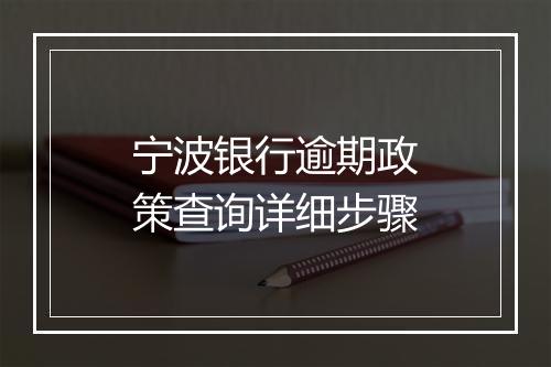 宁波银行逾期政策查询详细步骤