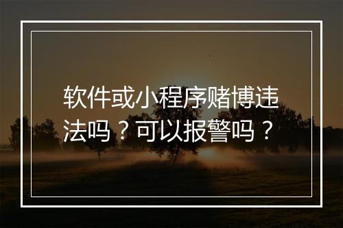 软件或小程序赌博违法吗？可以报警吗？