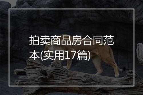 拍卖商品房合同范本(实用17篇)