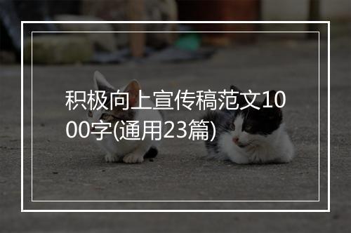积极向上宣传稿范文1000字(通用23篇)