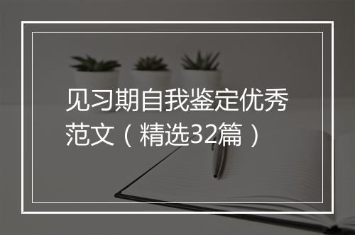 见习期自我鉴定优秀范文（精选32篇）