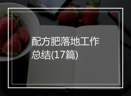 配方肥落地工作总结(17篇)