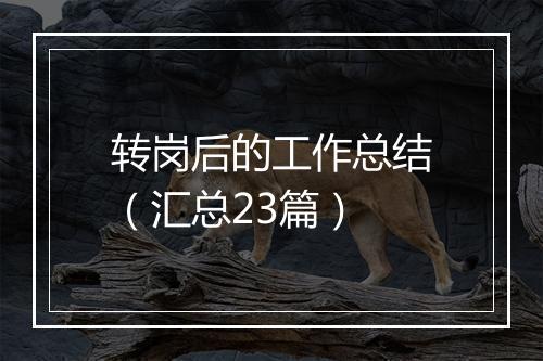 转岗后的工作总结（汇总23篇）
