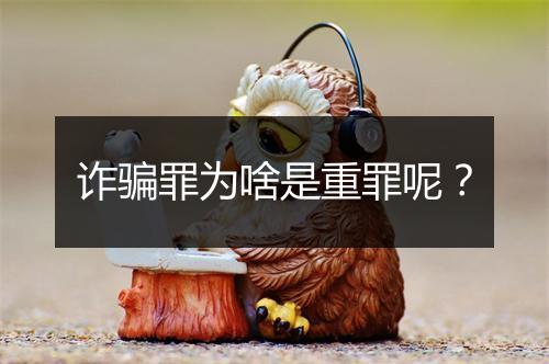 诈骗罪为啥是重罪呢？