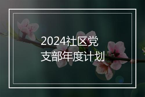 2024社区党支部年度计划
