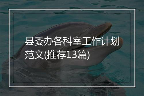 县委办各科室工作计划范文(推荐13篇)