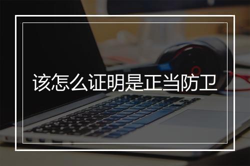 该怎么证明是正当防卫
