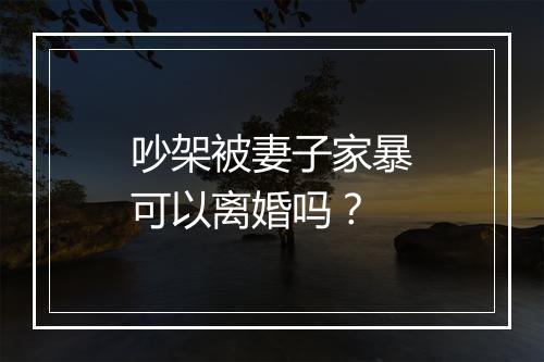 吵架被妻子家暴可以离婚吗？