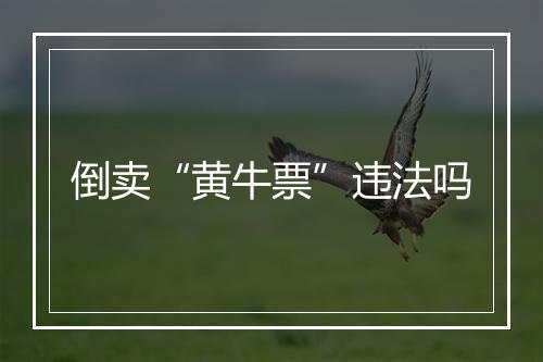 倒卖“黄牛票”违法吗