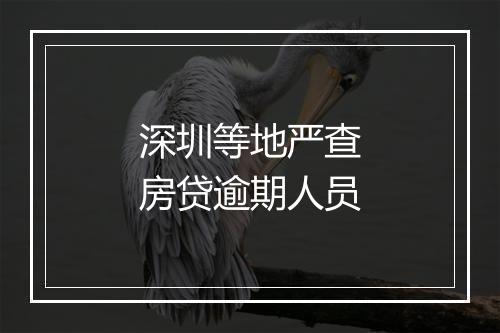 深圳等地严查房贷逾期人员