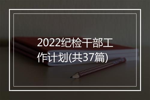 2022纪检干部工作计划(共37篇)