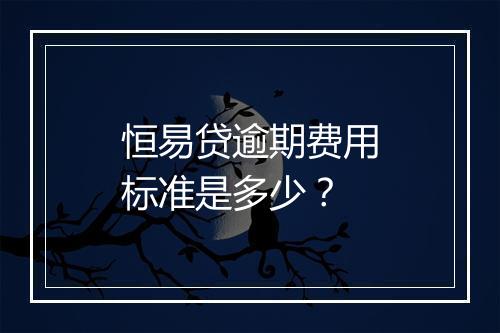 恒易贷逾期费用标准是多少？