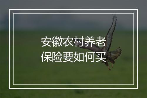 安徽农村养老保险要如何买