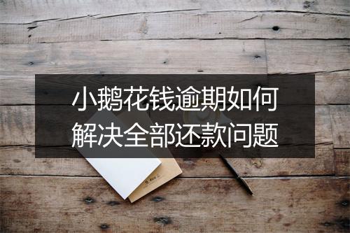 小鹅花钱逾期如何解决全部还款问题