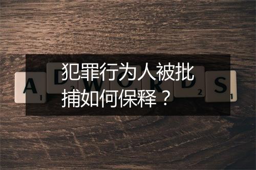 犯罪行为人被批捕如何保释？