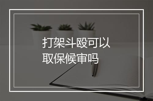 打架斗殴可以取保候审吗