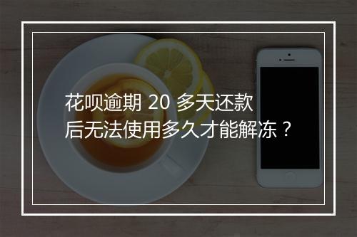 花呗逾期 20 多天还款后无法使用多久才能解冻？
