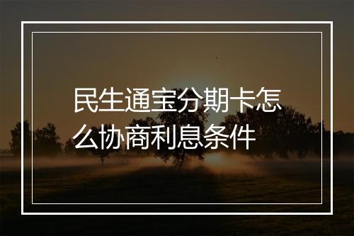 民生通宝分期卡怎么协商利息条件