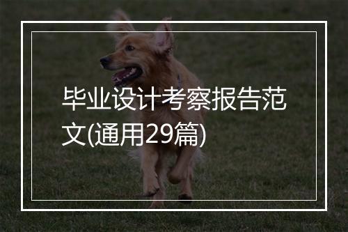 毕业设计考察报告范文(通用29篇)