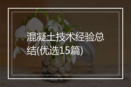 混凝土技术经验总结(优选15篇)