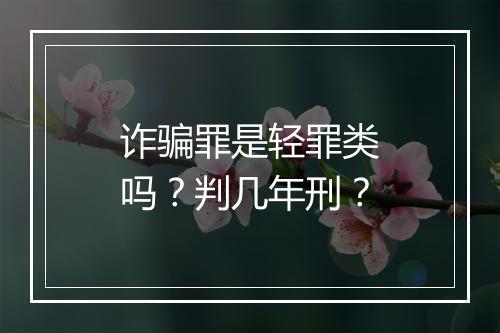 诈骗罪是轻罪类吗？判几年刑？
