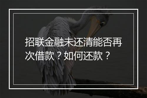 招联金融未还清能否再次借款？如何还款？