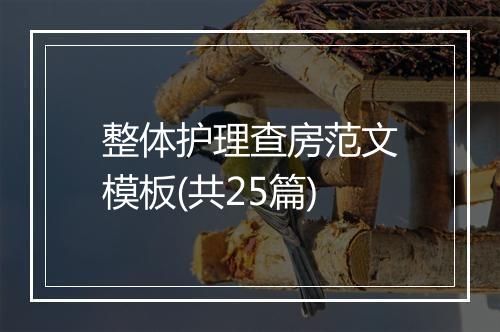 整体护理查房范文模板(共25篇)