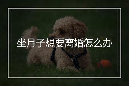 坐月子想要离婚怎么办