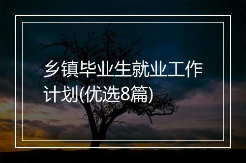乡镇毕业生就业工作计划(优选8篇)