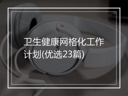 卫生健康网格化工作计划(优选23篇)