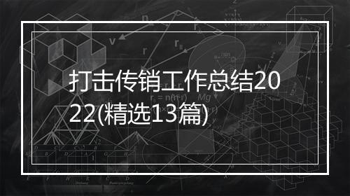 打击传销工作总结2022(精选13篇)