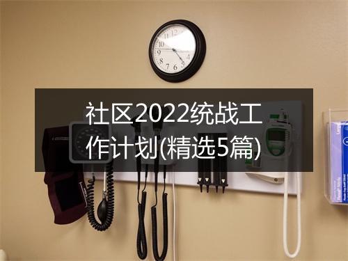 社区2022统战工作计划(精选5篇)