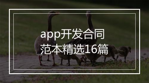 app开发合同范本精选16篇