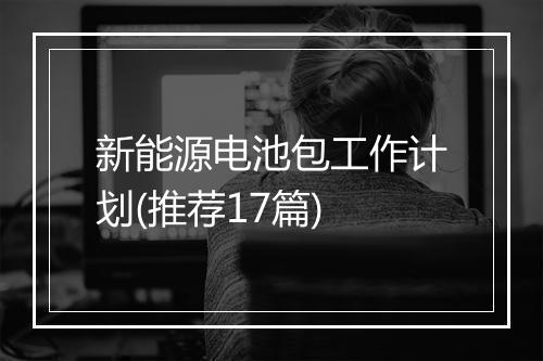 新能源电池包工作计划(推荐17篇)
