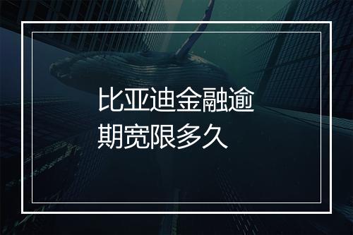 比亚迪金融逾期宽限多久