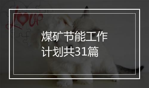 煤矿节能工作计划共31篇
